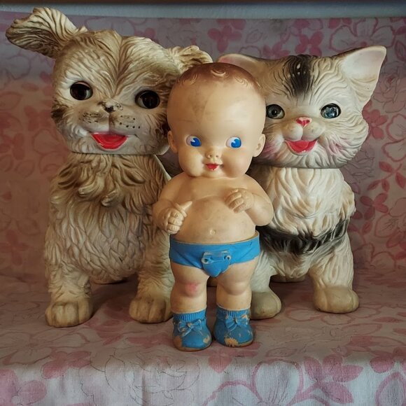 Lot of 3 Vtg Rubber Squeak Toys from 1960's Edward Mobley , Ruth Newton - Picture 1 of 12